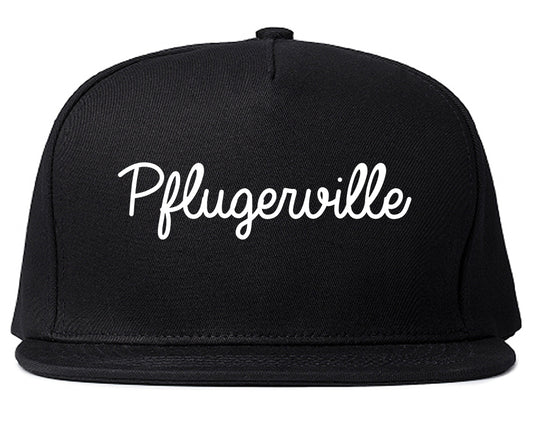 Pflugerville Texas TX Script Mens Snapback Hat Black