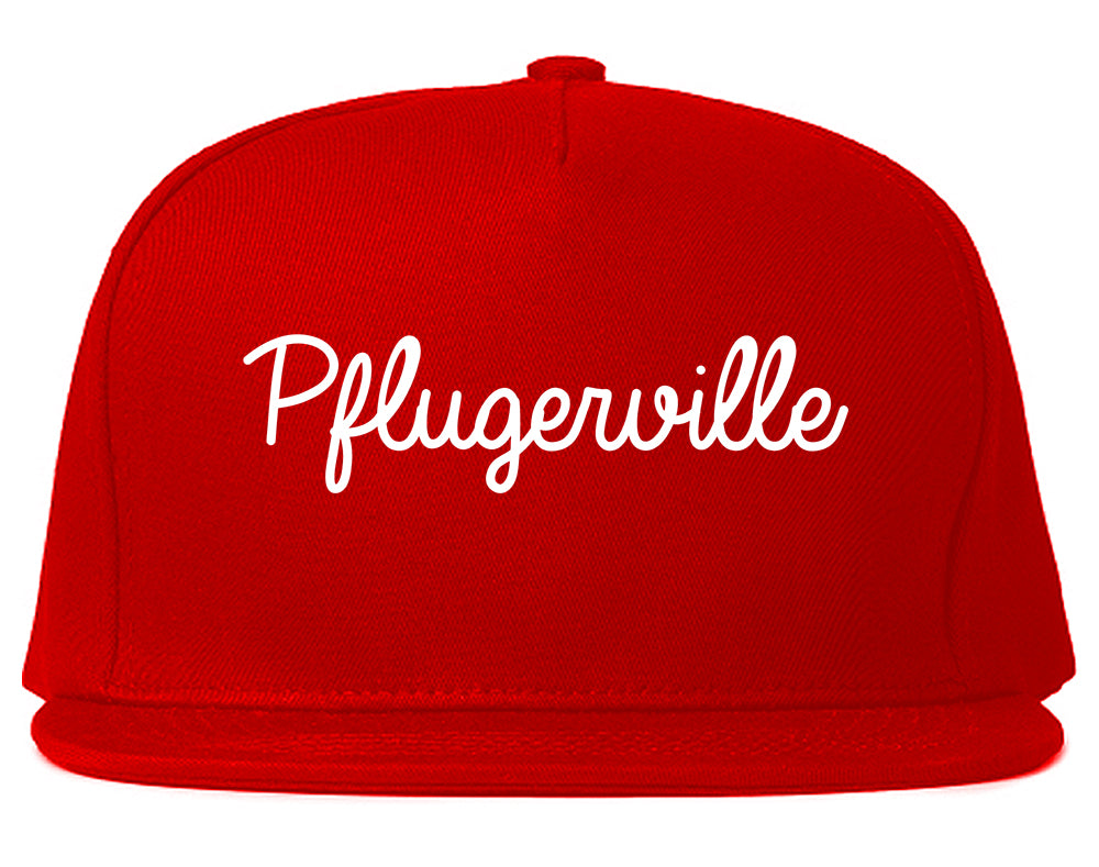 Pflugerville Texas TX Script Mens Snapback Hat Red