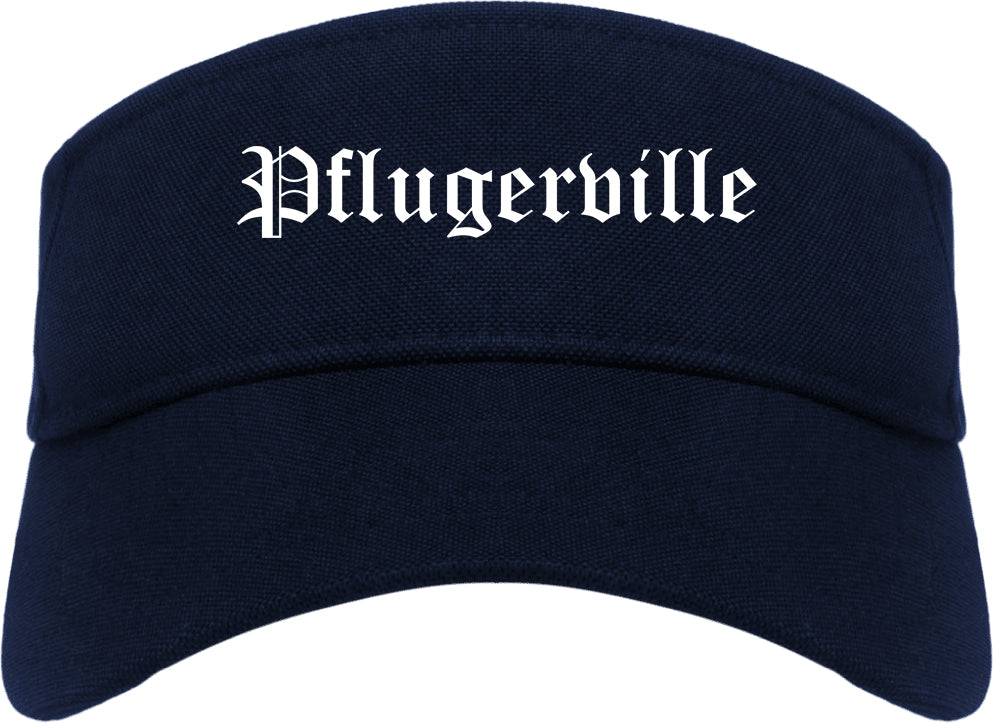 Pflugerville Texas TX Old English Mens Visor Cap Hat Navy Blue