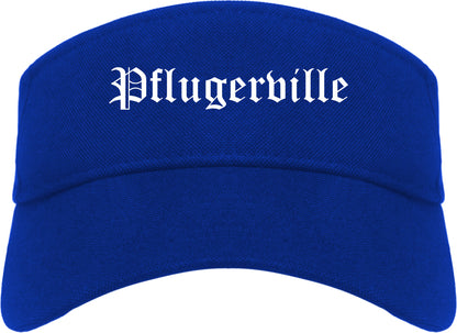 Pflugerville Texas TX Old English Mens Visor Cap Hat Royal Blue