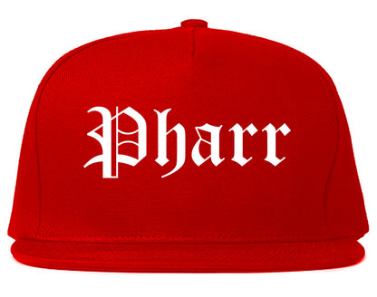 Pharr Texas TX Old English Mens Snapback Hat Red