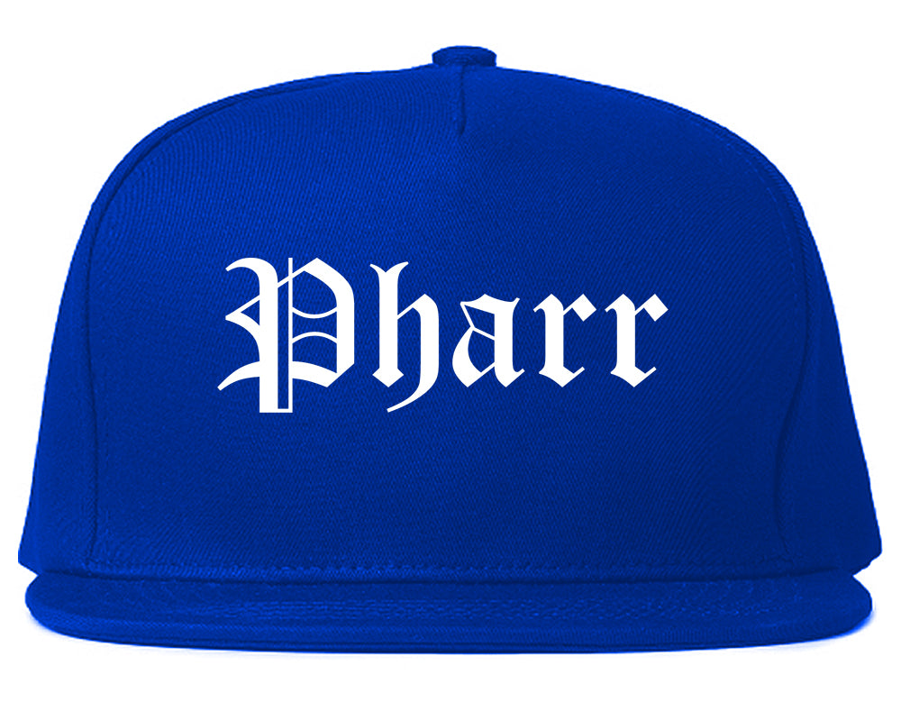 Pharr Texas TX Old English Mens Snapback Hat Royal Blue