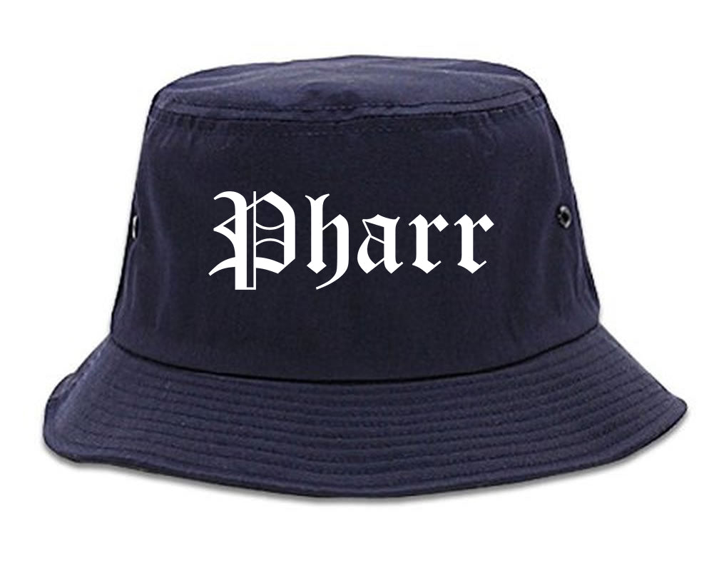 Pharr Texas TX Old English Mens Bucket Hat Navy Blue