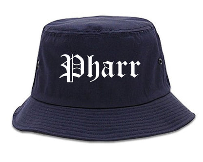 Pharr Texas TX Old English Mens Bucket Hat Navy Blue