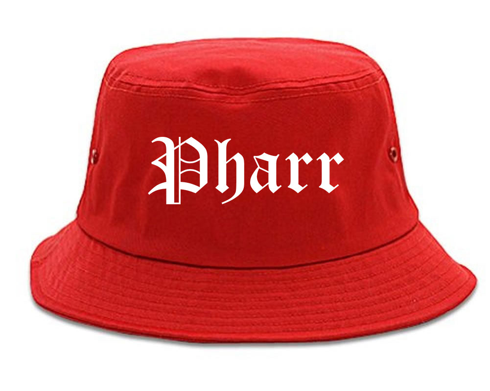 Pharr Texas TX Old English Mens Bucket Hat Red