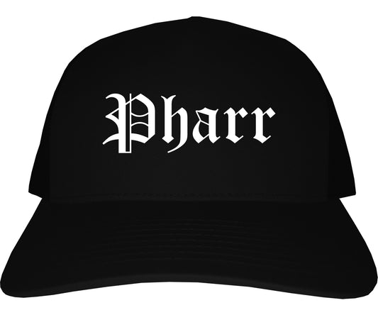 Pharr Texas TX Old English Mens Trucker Hat Cap Black