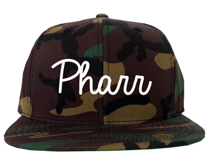 Pharr Texas TX Script Mens Snapback Hat Army Camo