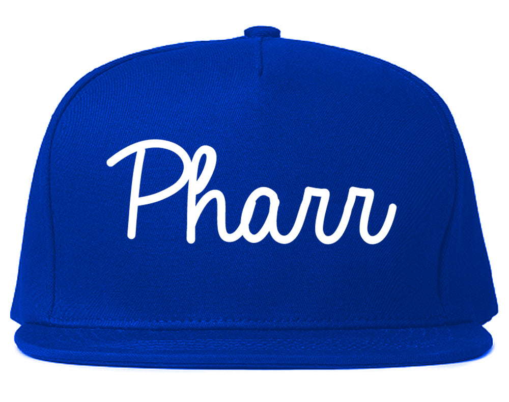 Pharr Texas TX Script Mens Snapback Hat Royal Blue