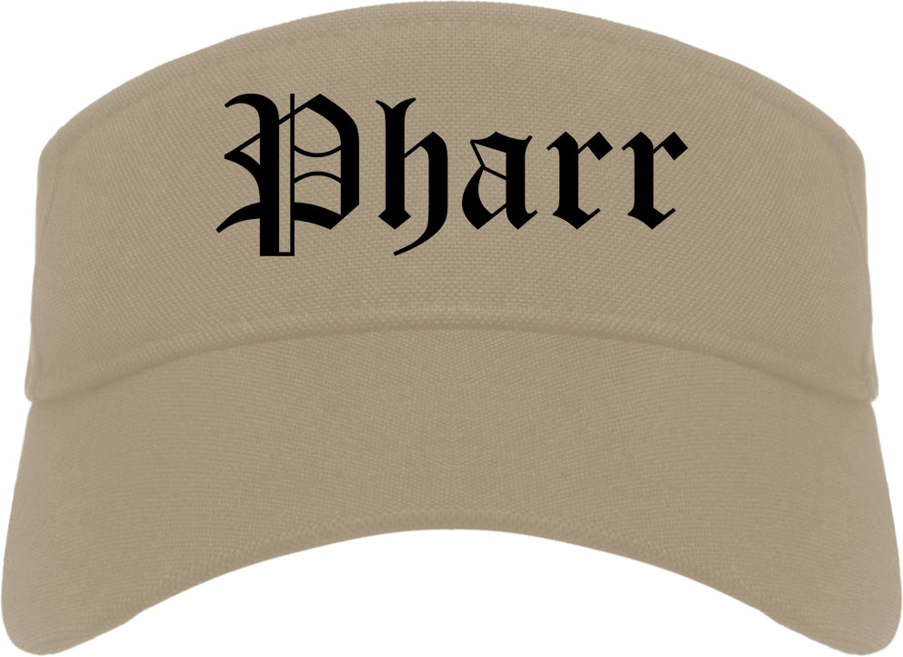 Pharr Texas TX Old English Mens Visor Cap Hat Khaki