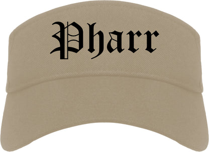 Pharr Texas TX Old English Mens Visor Cap Hat Khaki