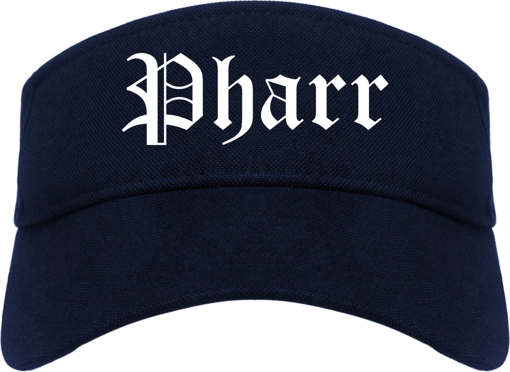 Pharr Texas TX Old English Mens Visor Cap Hat Navy Blue
