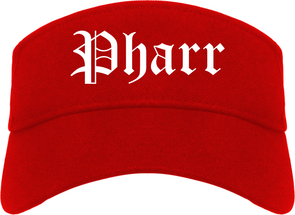 Pharr Texas TX Old English Mens Visor Cap Hat Red