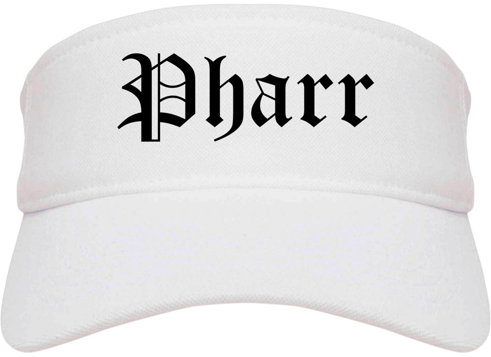 Pharr Texas TX Old English Mens Visor Cap Hat White