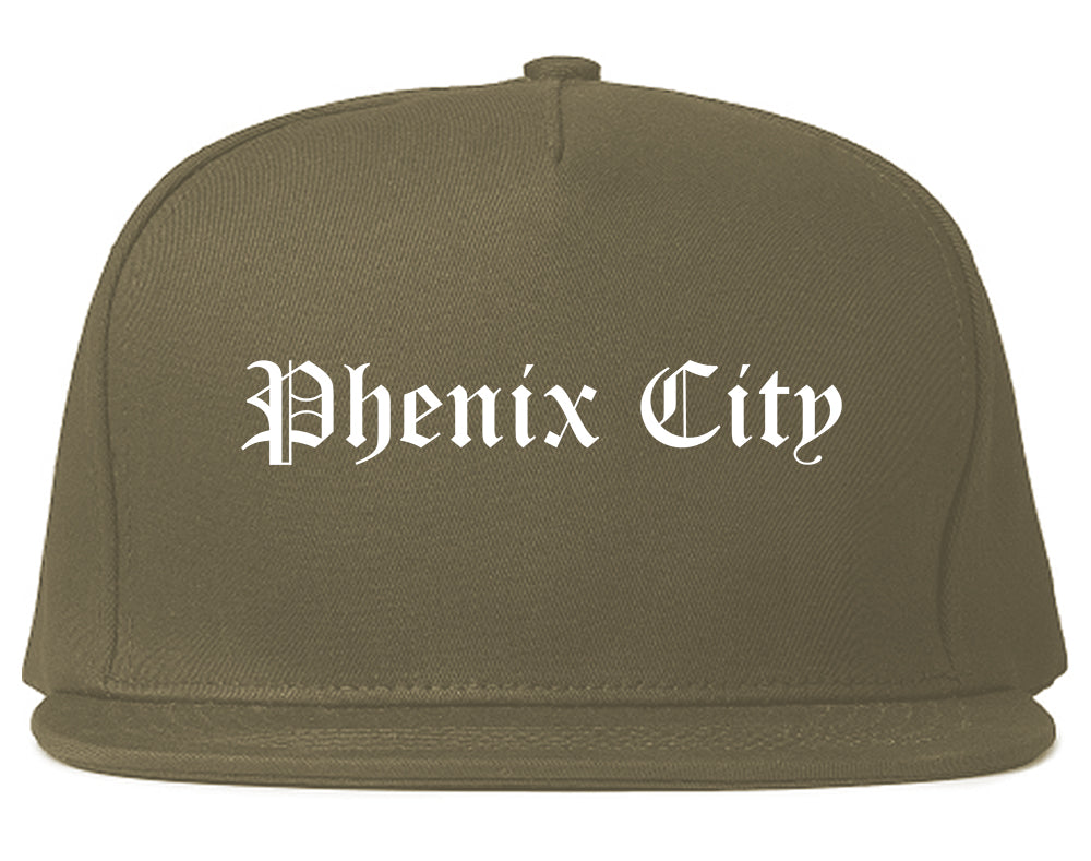 Phenix City Alabama AL Old English Mens Snapback Hat Grey