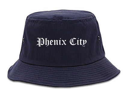 Phenix City Alabama AL Old English Mens Bucket Hat Navy Blue