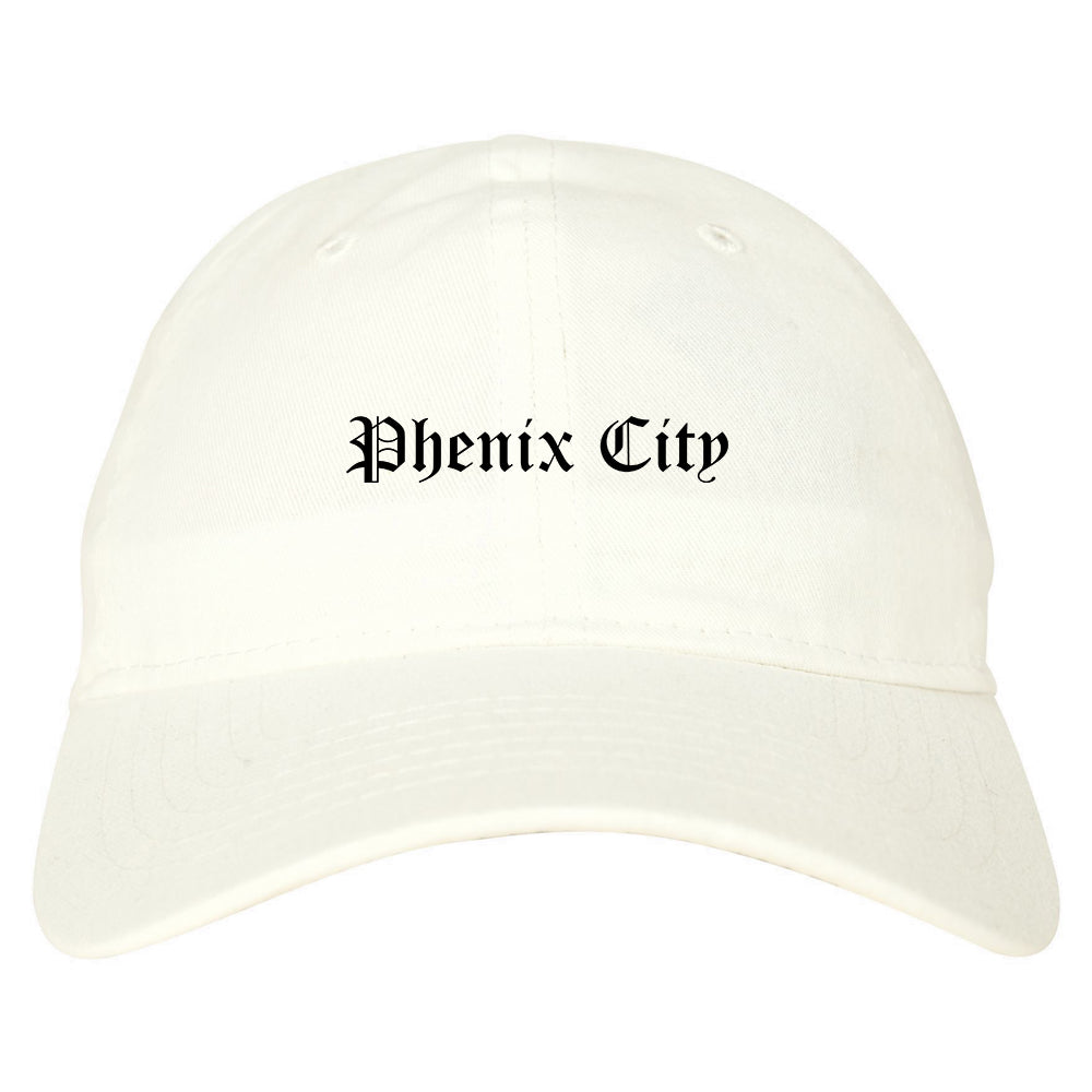 Phenix City Alabama AL Old English Mens Dad Hat Baseball Cap White