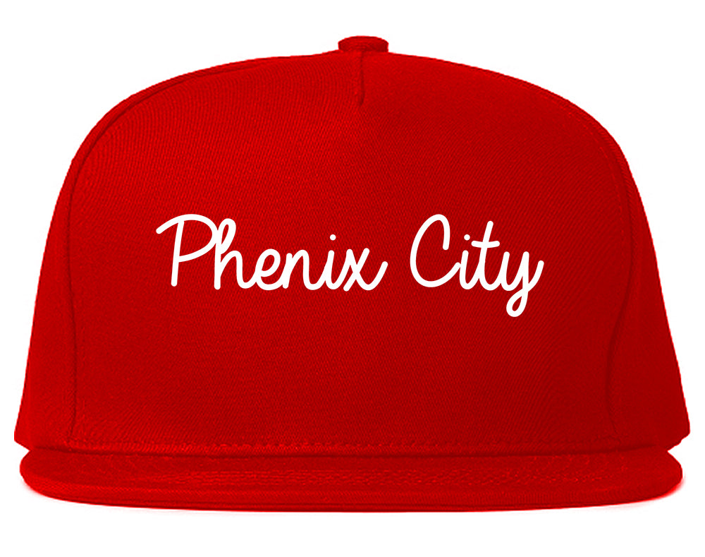 Phenix City Alabama AL Script Mens Snapback Hat Red