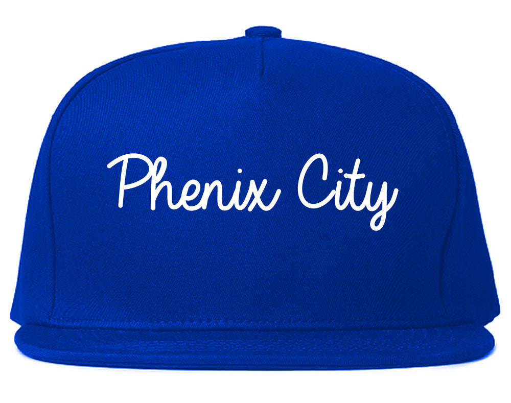 Phenix City Alabama AL Script Mens Snapback Hat Royal Blue