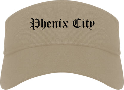 Phenix City Alabama AL Old English Mens Visor Cap Hat Khaki