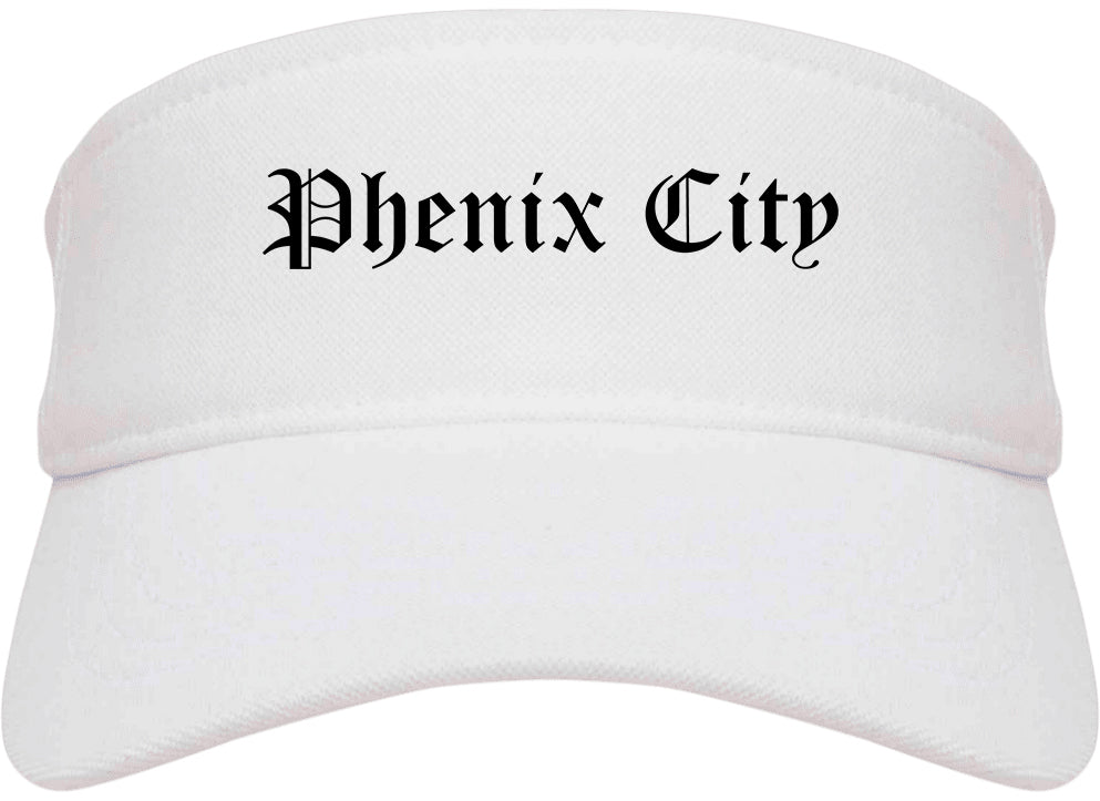 Phenix City Alabama AL Old English Mens Visor Cap Hat White