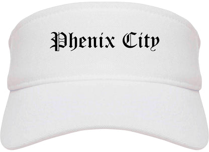 Phenix City Alabama AL Old English Mens Visor Cap Hat White