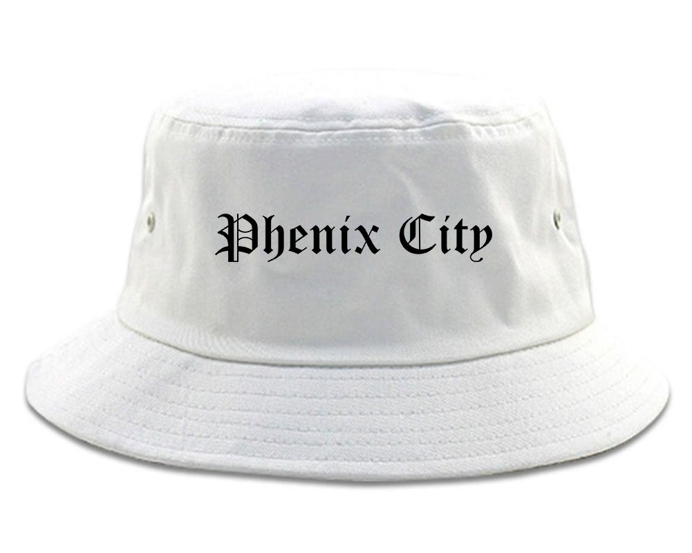 Phenix City Alabama AL Old English Mens Bucket Hat White