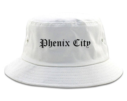 Phenix City Alabama AL Old English Mens Bucket Hat White