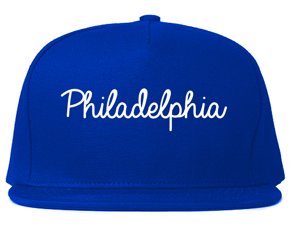 Philadelphia Mississippi MS Script Mens Snapback Hat Royal Blue