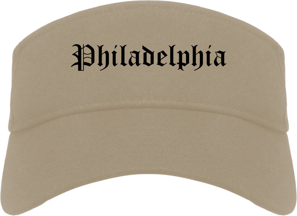 Philadelphia Mississippi MS Old English Mens Visor Cap Hat Khaki