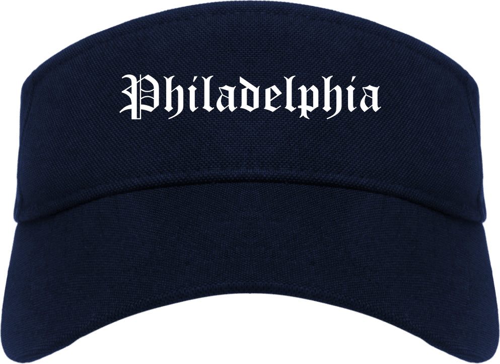 Philadelphia Mississippi MS Old English Mens Visor Cap Hat Navy Blue