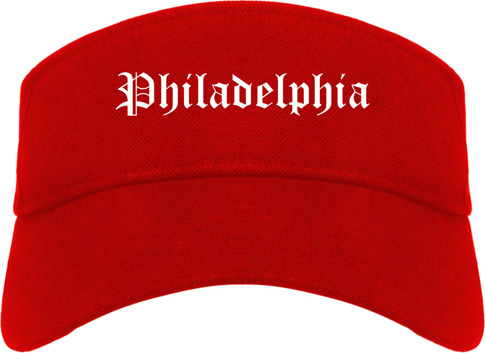 Philadelphia Mississippi MS Old English Mens Visor Cap Hat Red