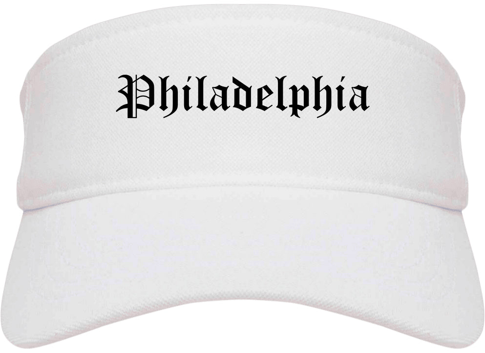 Philadelphia Mississippi MS Old English Mens Visor Cap Hat White