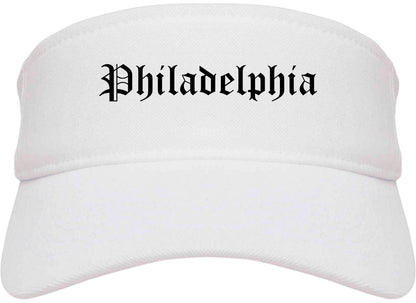 Philadelphia Mississippi MS Old English Mens Visor Cap Hat White