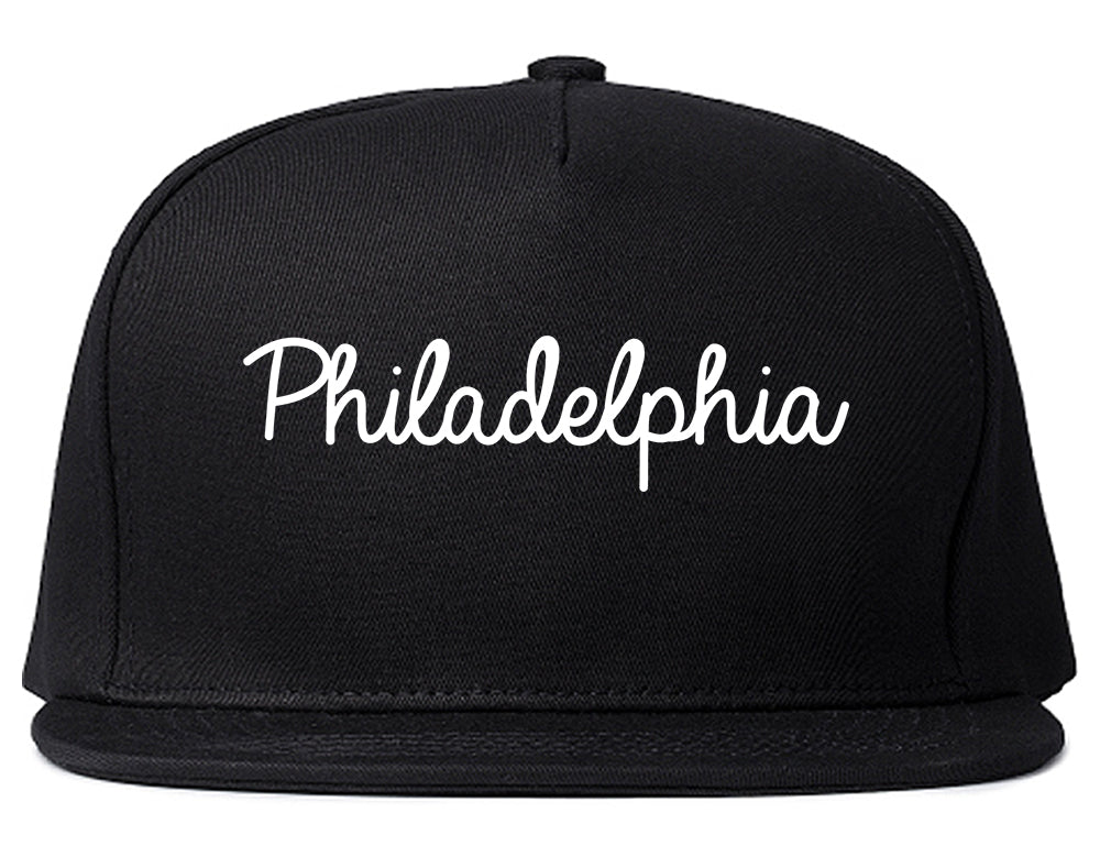 Philadelphia Pennsylvania PA Script Mens Snapback Hat Black