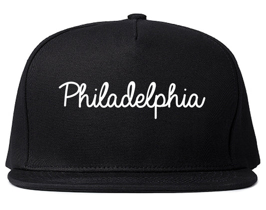 Philadelphia Pennsylvania PA Script Mens Snapback Hat Black