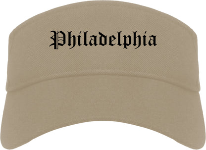 Philadelphia Pennsylvania PA Old English Mens Visor Cap Hat Khaki