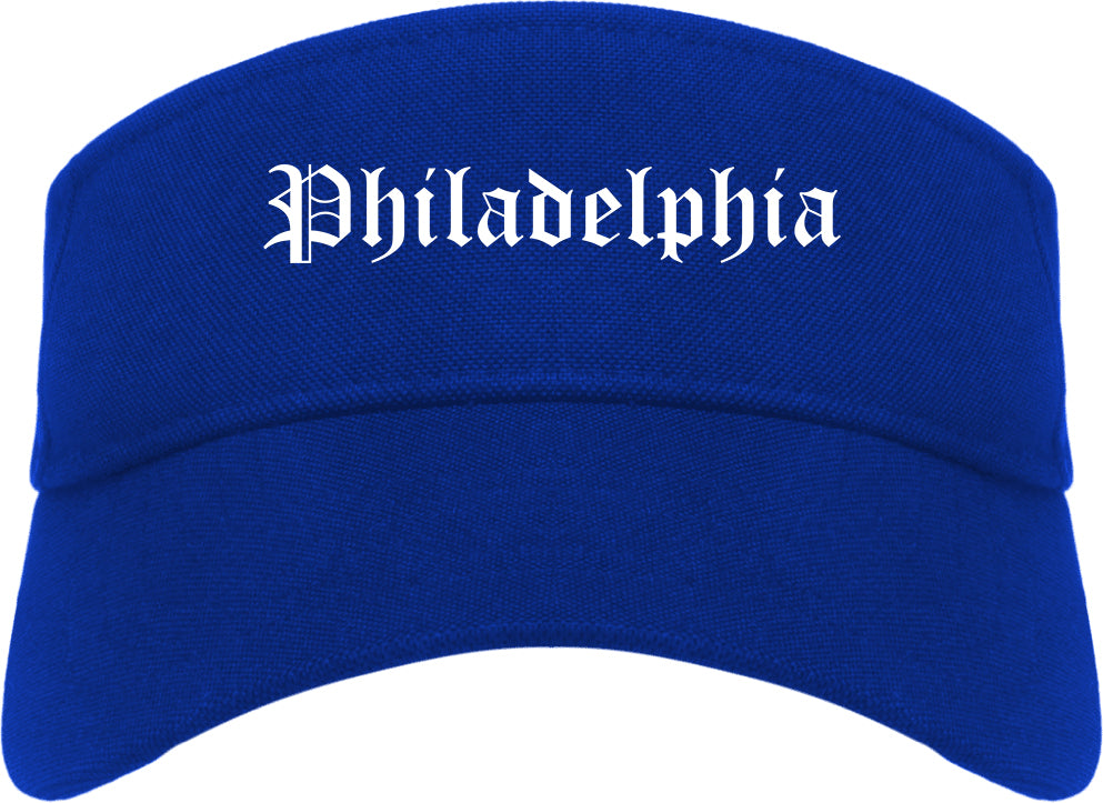 Philadelphia Pennsylvania PA Old English Mens Visor Cap Hat Royal Blue