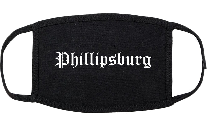 Phillipsburg New Jersey NJ Old English Cotton Face Mask Black