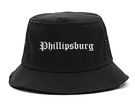 Phillipsburg New Jersey NJ Old English Mens Bucket Hat Black