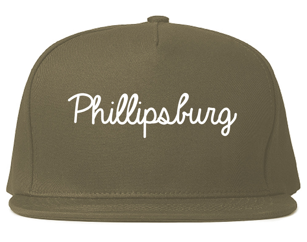 Phillipsburg New Jersey NJ Script Mens Snapback Hat Grey