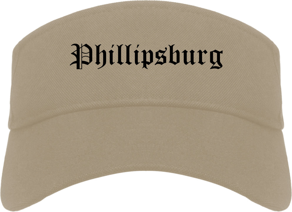 Phillipsburg New Jersey NJ Old English Mens Visor Cap Hat Khaki