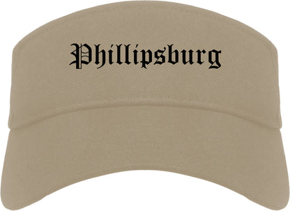 Phillipsburg New Jersey NJ Old English Mens Visor Cap Hat Khaki