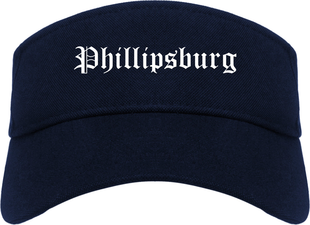 Phillipsburg New Jersey NJ Old English Mens Visor Cap Hat Navy Blue