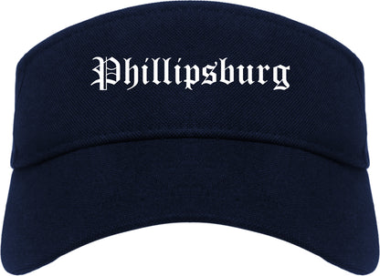 Phillipsburg New Jersey NJ Old English Mens Visor Cap Hat Navy Blue