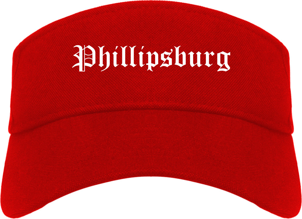 Phillipsburg New Jersey NJ Old English Mens Visor Cap Hat Red