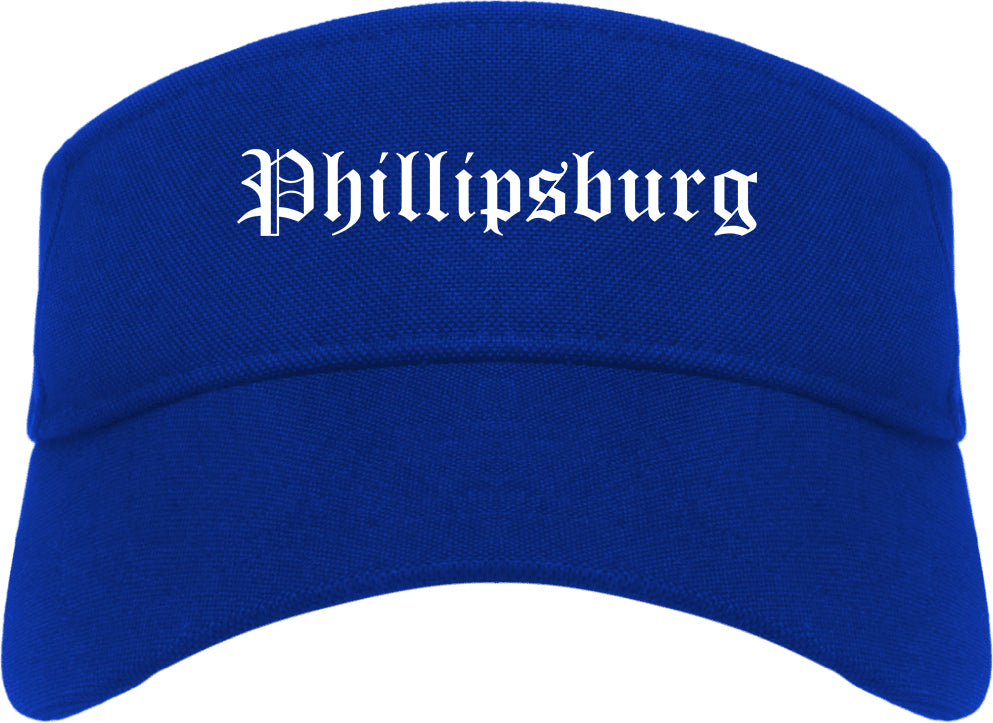 Phillipsburg New Jersey NJ Old English Mens Visor Cap Hat Royal Blue
