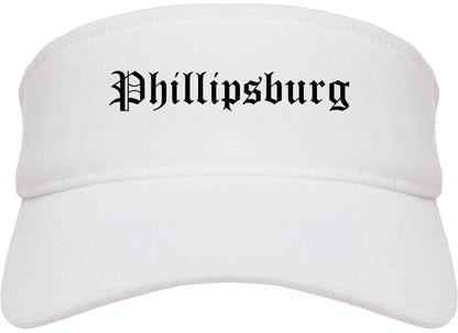 Phillipsburg New Jersey NJ Old English Mens Visor Cap Hat White