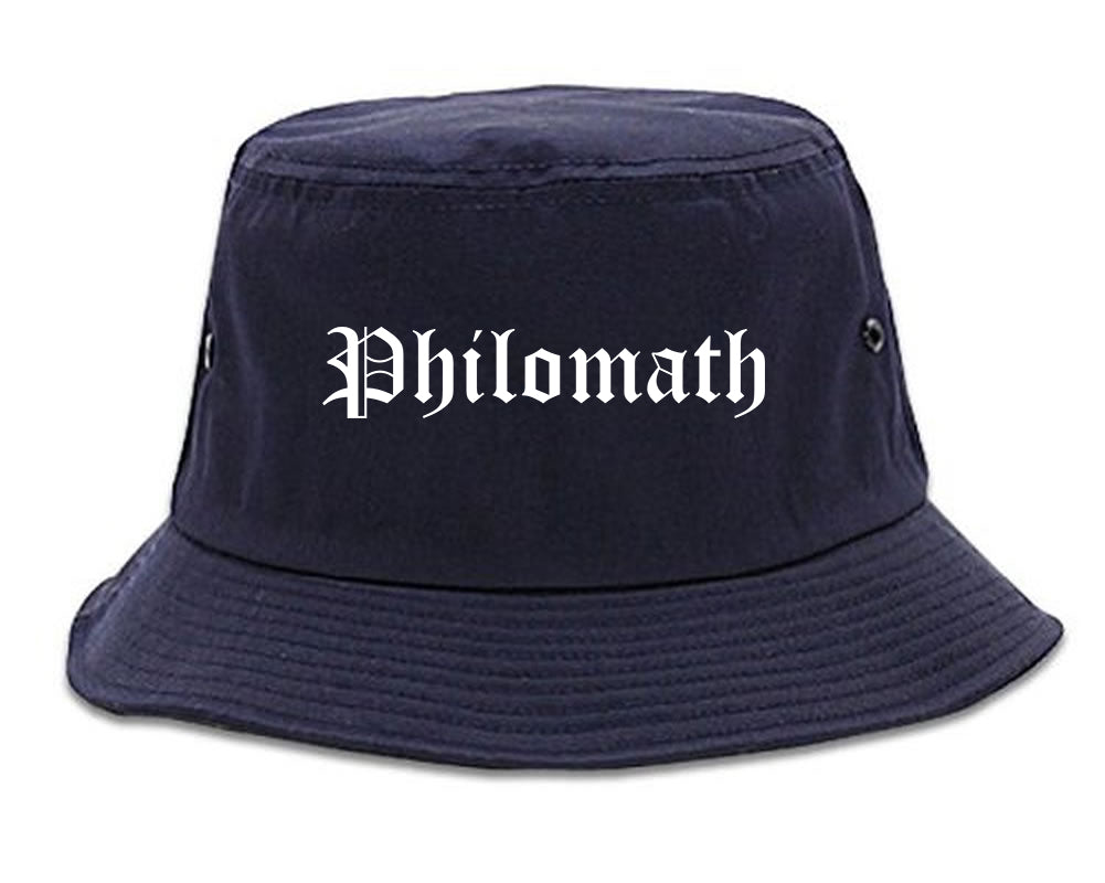 Philomath Oregon OR Old English Mens Bucket Hat Navy Blue
