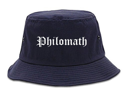 Philomath Oregon OR Old English Mens Bucket Hat Navy Blue