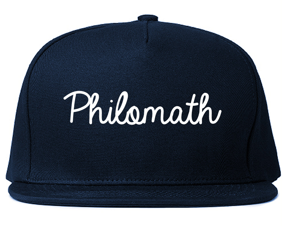 Philomath Oregon OR Script Mens Snapback Hat Navy Blue